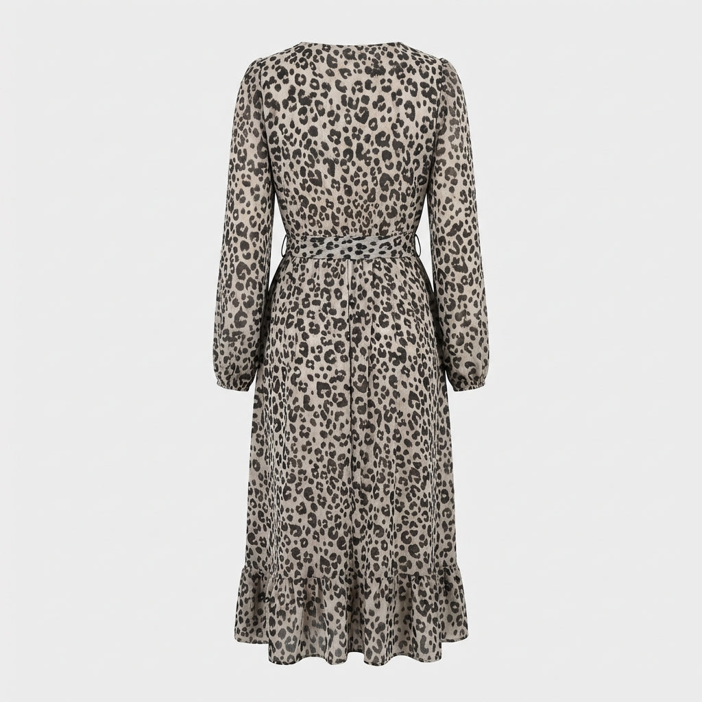 Abito Midi con Stampa Leopardata