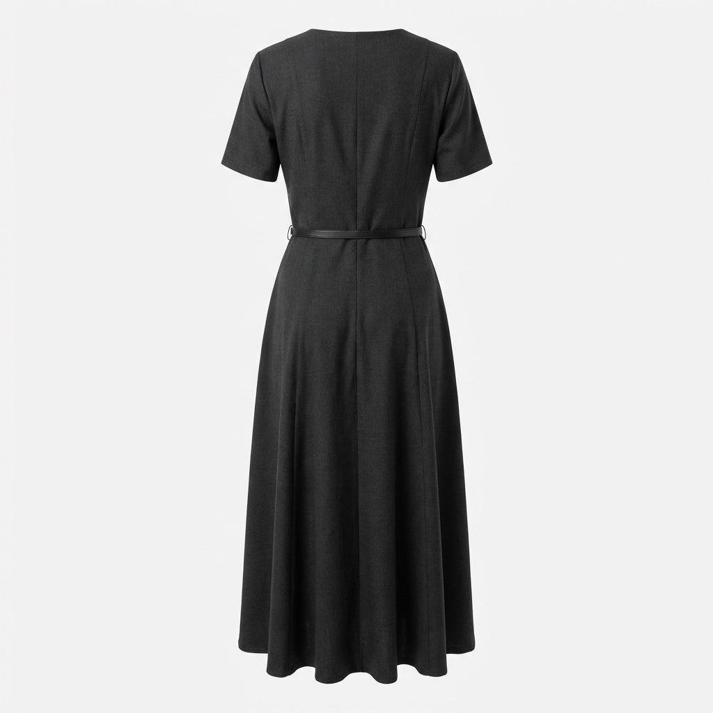 Abito Midi Minimal con Cintura