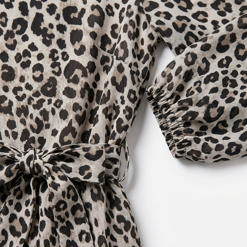 Abito Midi con Stampa Leopardata