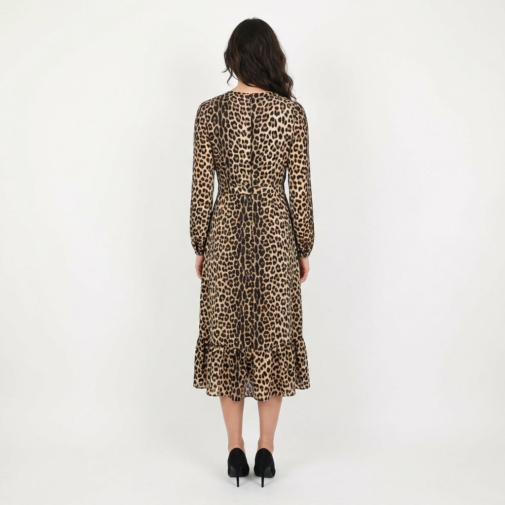 Abito Midi con Stampa Leopardata