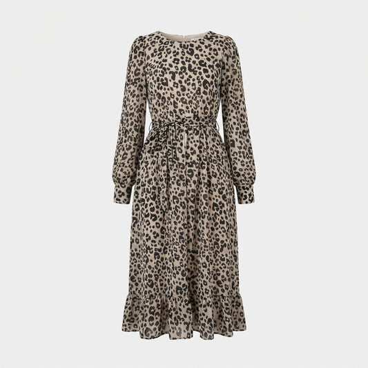 Abito Midi con Stampa Leopardata