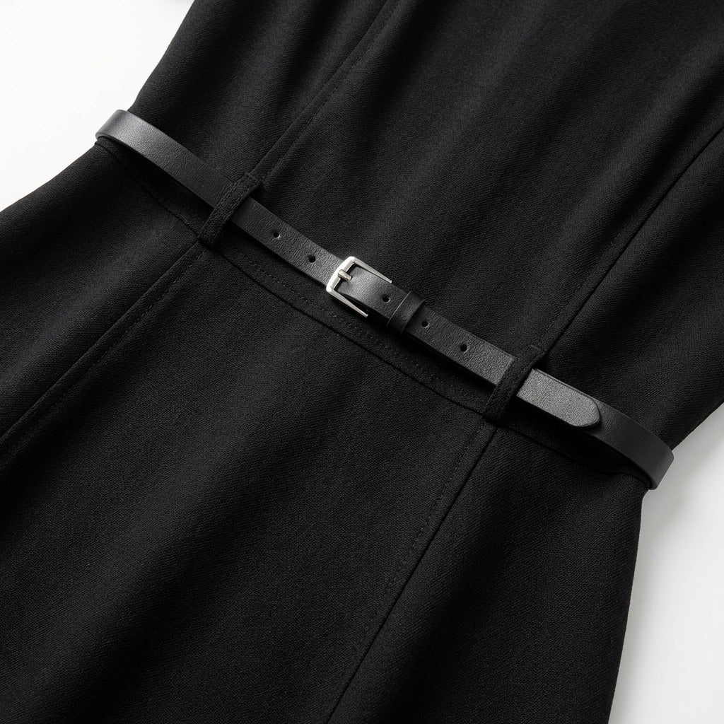 Abito Midi Minimal con Cintura