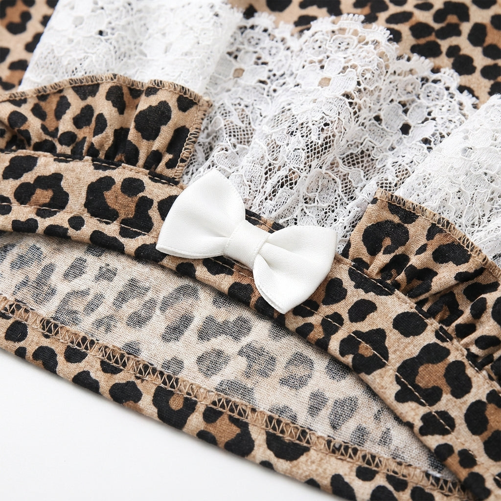 Blusa Leopardata con Dettagli in Pizzo