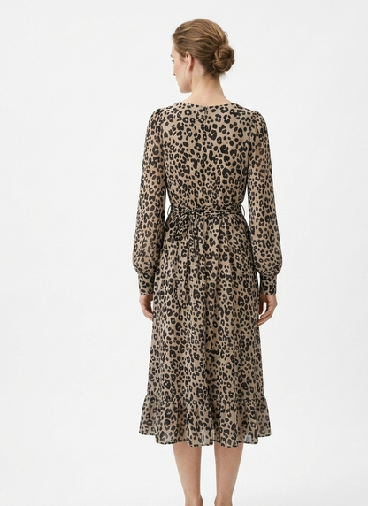 Abito Midi con Stampa Leopardata