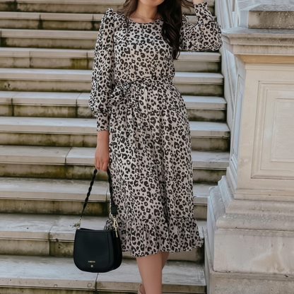 Abito Midi con Stampa Leopardata